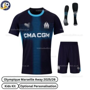 Olympique Marseille Away Kids Football Kit 2025_26-front view-b