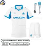 Olympique Marseille Home Kids Football Kit 2025_26-front view-b