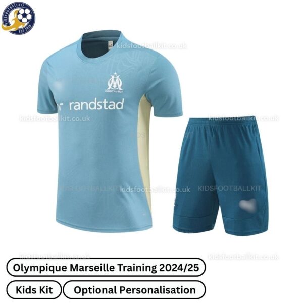 Olympique Marseille Training Kids Football Kit 2024_25 – Blue-front view-b