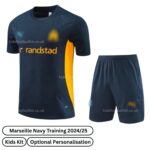 Olympique Marseille Training Kids Football Kit 2024/25 - Navy Blue (Front view)