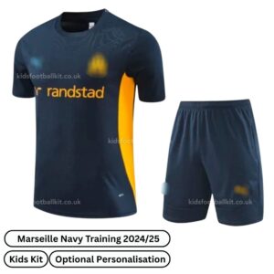 Olympique Marseille Training Kids Football Kit 2024/25 - Navy Blue (Front view)