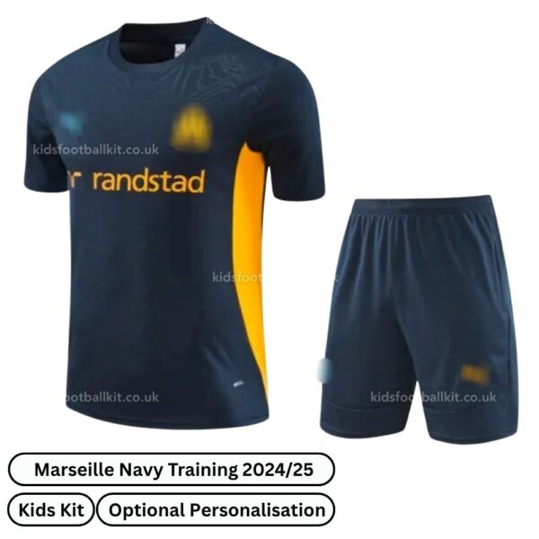 Olympique Marseille Training Kids Football Kit 2024/25 - Navy Blue (Front view)