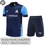 Olympique Marseille Training Kids Football Kit 2025_26 (No socks) – Blue-front view-b