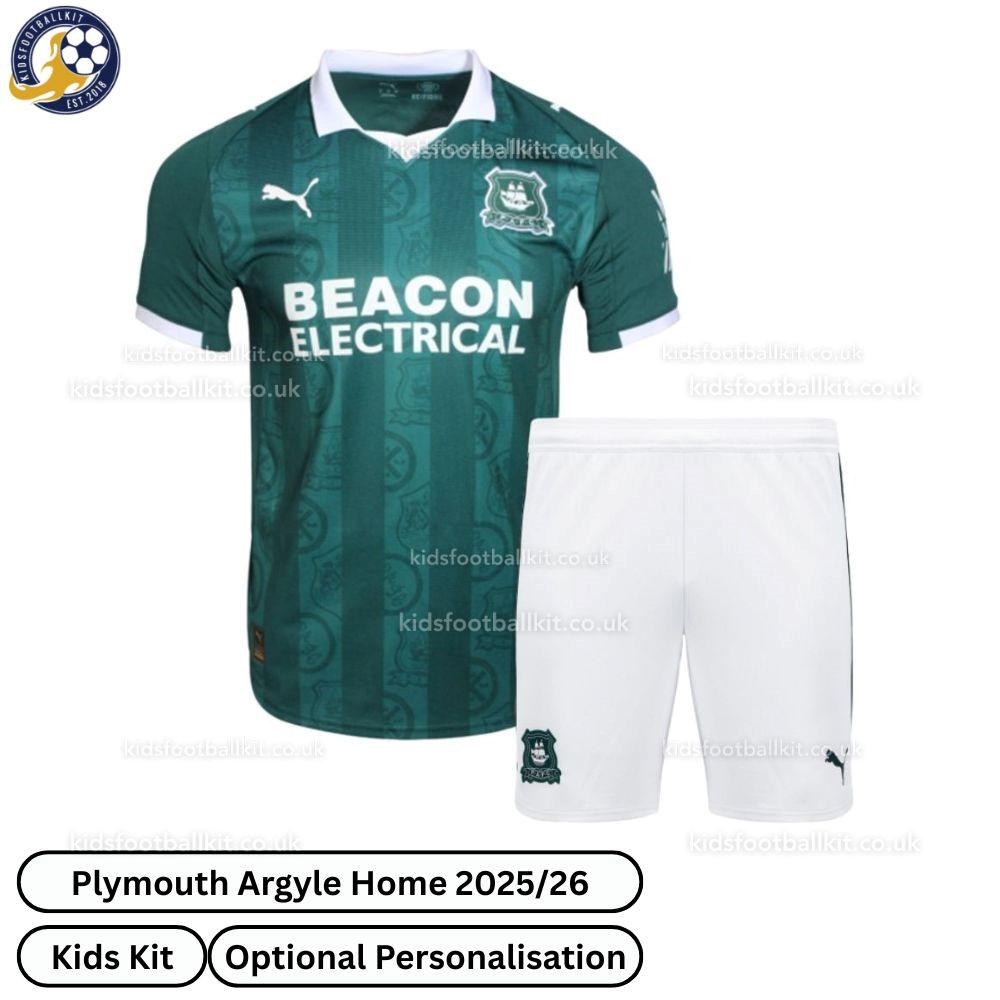 Plymouth Argyle Home Kids Football Kit 2025/26