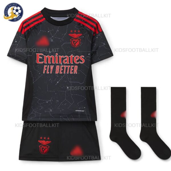 RC Lens Home Kids Football Kit 202425 - front view with socks