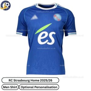 RC Strasbourg Home Men Football Shirt 25/26 - Front View - TAG