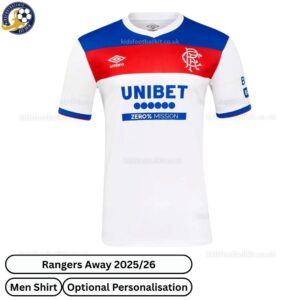 Rangers Away Men Football Shirt 2025/26 - Front View WITH TAG