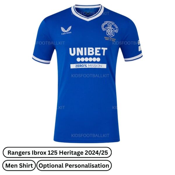 Rangers Ibrox 125 Heritage Men Football Shirt 2024/25 (Front view)