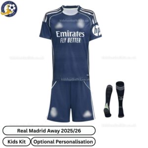 Real Madrid Away Kids Football Kit 25_26-over view with socks - TAG