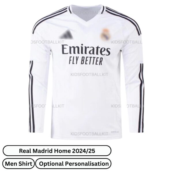 Real Madrid Home Men Football Shirt 2024/25 (Long Sleeve) - Front view