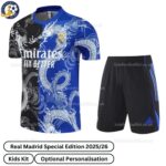 Real Madrid Special Edition Kids Football Kit 2025_26 (No Socks) – Black Blue -front view