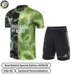 Real Madrid Special Edition Kids Football Kit 2025_26 (No Socks) – Black Green -front view