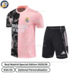 Real Madrid Special Edition Kids Football Kit 2025_26 (No Socks) – Black Pink -front view