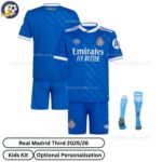 Real Madrid Third Kids Football Kit 25_26-over view with socks - TAG