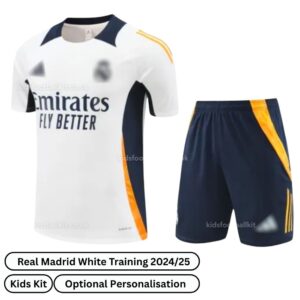 Real Madrid Training Kids Football Kit 2024/25 - White (Front view)