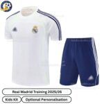 Real Madrid Training Kids Football Kit 2025_26 – White-front view
