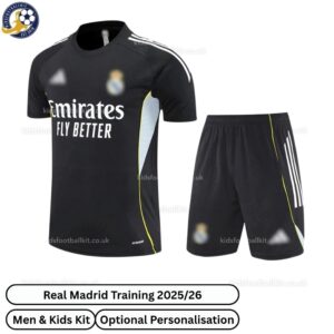 Real Madrid Black Training Kids Football Kit 24/25 - Front View - TAG
