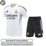 Real Madrid White Black Training Kids Football Kit 24/25 - Front View - TAG