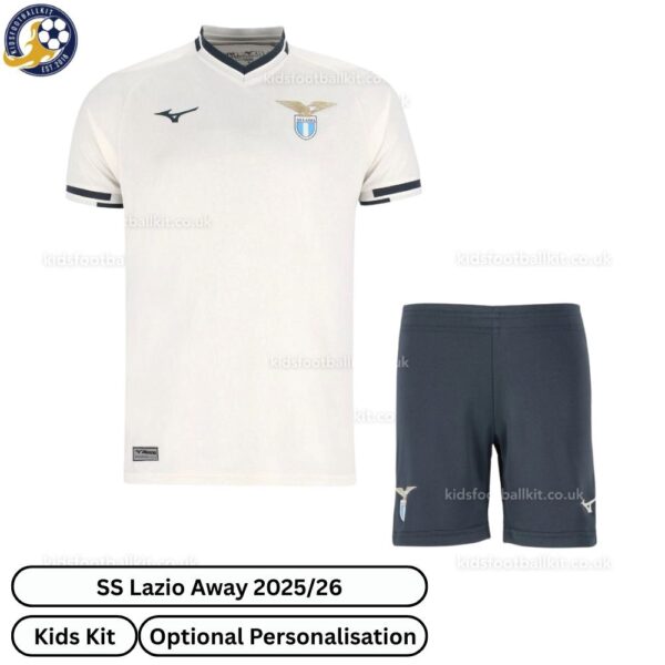 SS Lazio Away Kids Football Kit 2025_26-front view WITH TAG