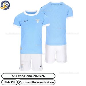 SS Lazio Home Kids Football Kit 2025_26-over view WITH TAG