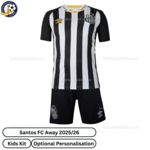 Santos 25/26 Away Kids Football Kit - Front View - TAG