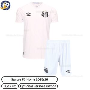 Santos 25/26 Home Kids Football Kit - Front View - TAG