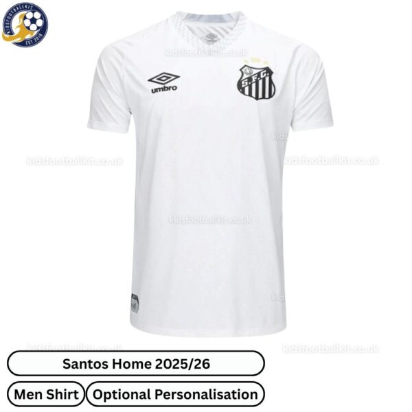 Santos 25/26 Home Men Football Shirt - Front View - TAG