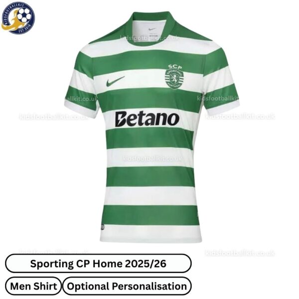 Sporting CP Home Men Football Shirt 2025/26 - Front View - TAG