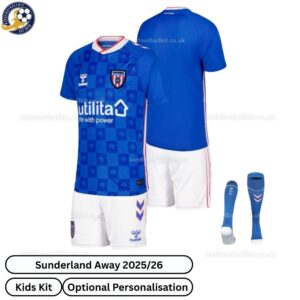 Sunderland Away Kids Football Kit 25_26-over view with socks (TAG)