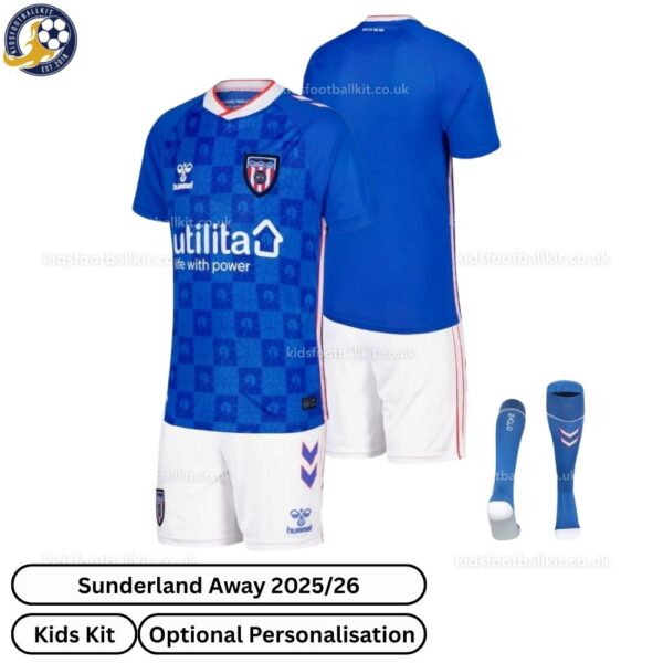 Sunderland Away Kids Football Kit 25_26-over view with socks (TAG)