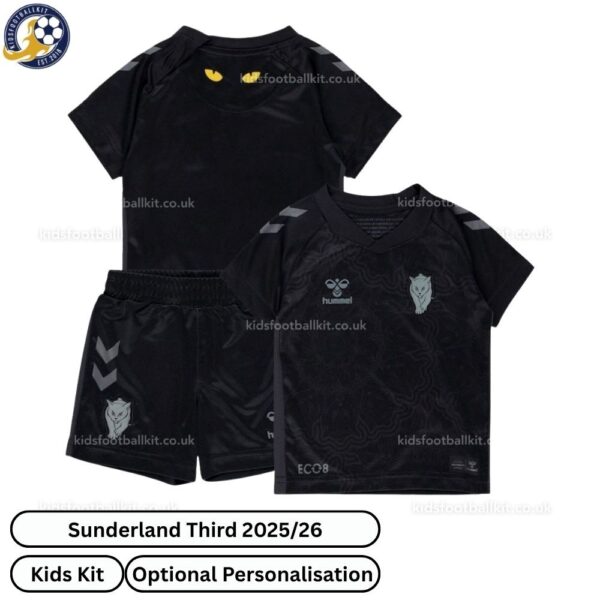 Sunderland Third Kids Football Kit 25_26-over view WITH TAG