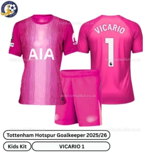 Tottenham Hotspur Goalkeeper Kids Football Kit 25_26 - VICARIO 1 - pink - overview-r