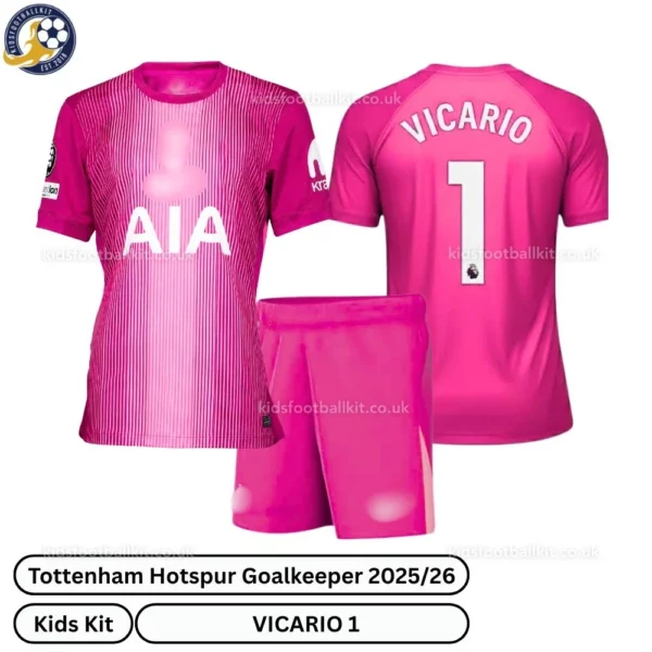 Tottenham Hotspur Goalkeeper Kids Football Kit 25_26 - VICARIO 1 - pink - overview-r