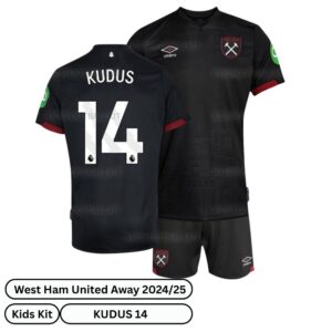 West Ham United Away Kids Football Kit 2024/25 - KUDUS 14 (over view)