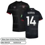 West Ham United Away Men Football Shirt 2024/25 - KUDUS 14 (Over view)