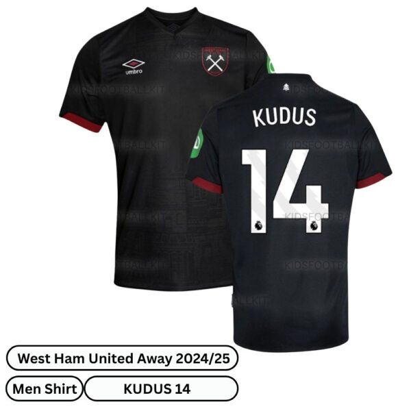 West Ham United Away Men Football Shirt 2024/25 - KUDUS 14 (Over view)