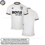 West Ham United Away 25_26 Men Football Shirt-over view WITH TAG