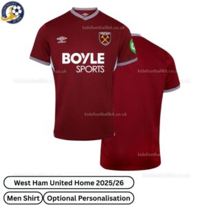 West Ham United Home Men Football Shirt 2025/26 - Over View WITH TAG
