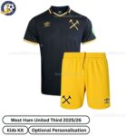 West Ham United Third 25_26 Kids Football Kit - front view WITH TAG