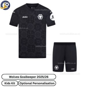 Wolves Goalkeeper Kids Football Kit 25_26 - Front view WITH TAG
