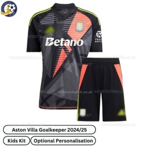 Aston Villa Goalkeeper Kids Football Kit 2024_25 (No Socks) – Black