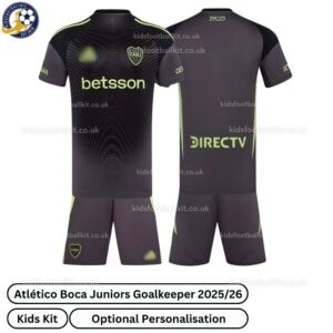 Atlético Boca Juniors Goalkeeper Kids Football Kit 2025_26 (No Socks) – Fan version-over view