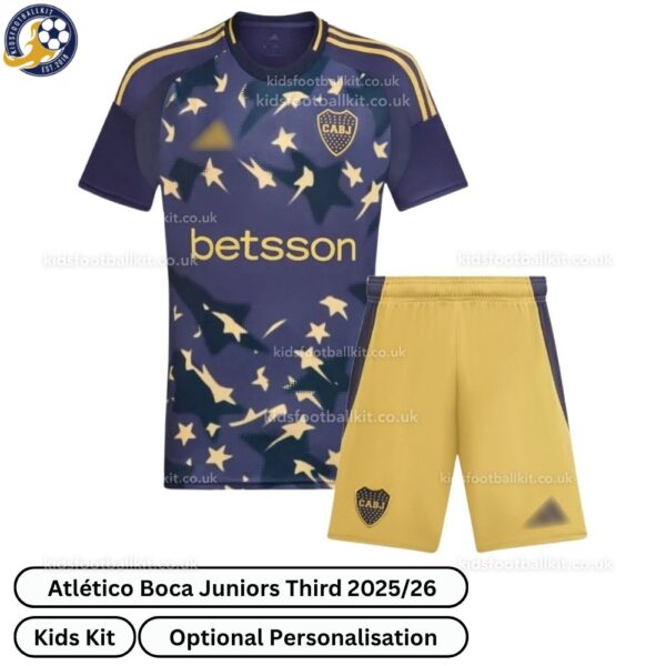 Atlético Boca Juniors Third Kids Football Kit 2025_26 -front view