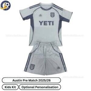 Austin Pre Match Kids Football Kit 2025_26 – Fan version-front view