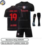 Barcelona Away Men & Kids Football Kit 2024_25 – LAMINE YAMAL 19 - over view with socks