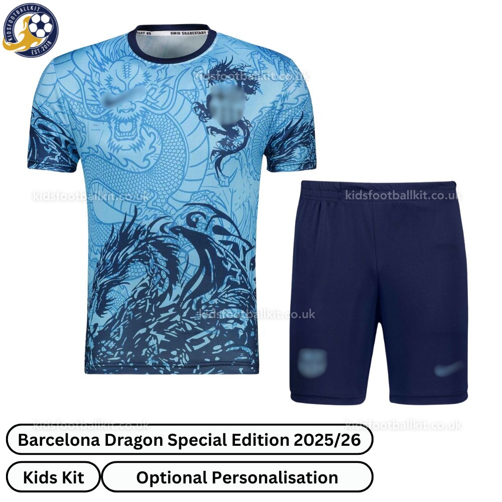 Barcelona Dragon Special Edition Kids Football Kit 2025/26 (No Socks ...