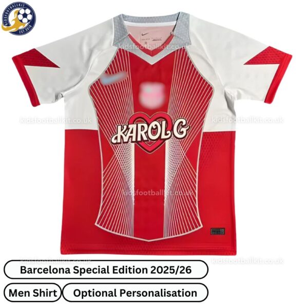 Barcelona Red Karol G Special Edition Men Football Shirt 25_26-front view