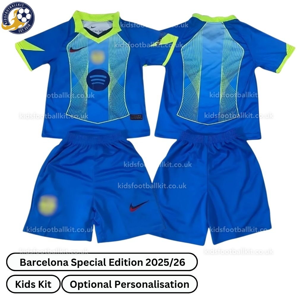 Barcelona Special Edition Kids Football Kit 2025/26 (No Socks) Blue