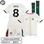 Chelsea Away Kids Football Kit 2025_26 – ENZO 8 -over view with socks