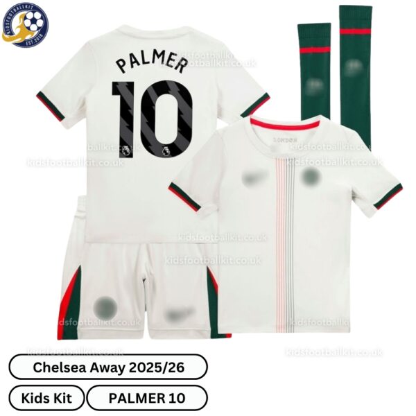 Chelsea Away Kids Football Kit 2025_26 – PALMER 10 -over view with socks